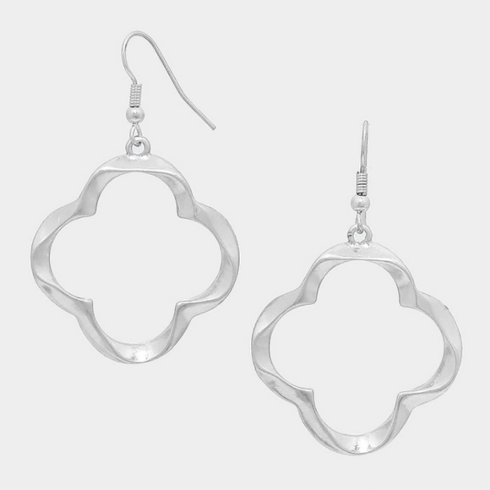 Silver Clover Hook Fashion Earrings
